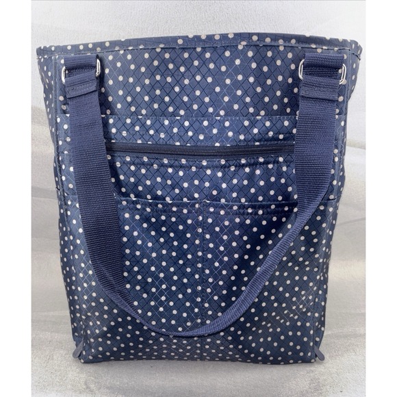 thirty-one Handbags - NWOT Thirty One Take Two Versatile Tote Backpack Navy Polkadot Travel Gym Diaper